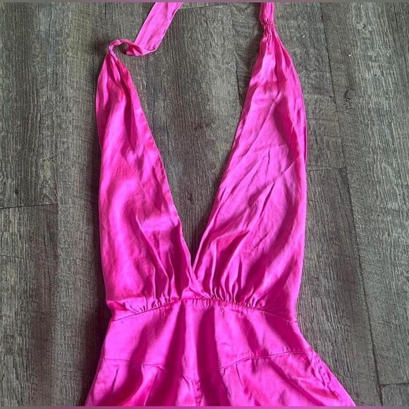 Hot Pink Victoria’s Secret Gold Label Silk Romper - Picture 2 of 6